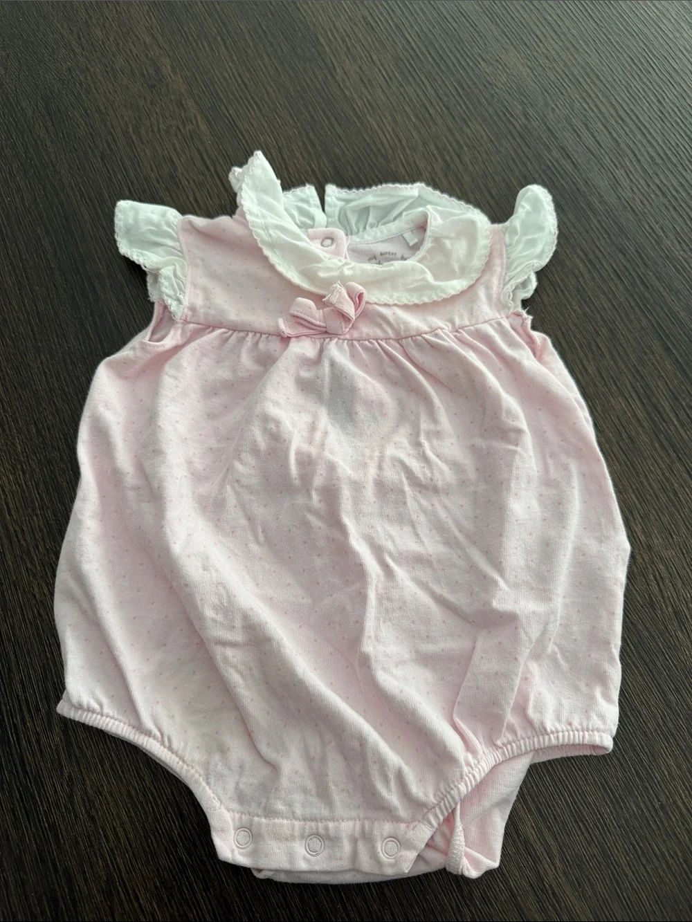 Pink Sleeveless Baby One-Piece with Ruffle Collar